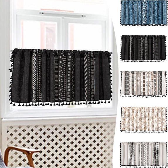 Viflosae Window Curtains Window Curtain Valance Curtains for Kitchen - Window Light Blocking Short Rod Pocket Curtain Panels for Small Window Bathroom Basement for Living Room