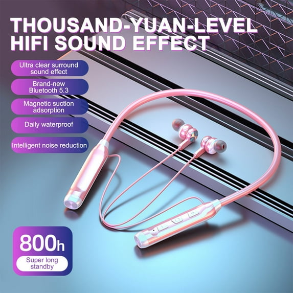 Viflosae Wireless Noise Cancelling Earbuds Bluetooth Earbuds Around The Neck Wireless Bluetooth Headset Plug-in Sports Running Gaming Oversized Battery Items