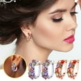 thumbnail image 1 of Viflosae Women Earrings Earring Gift Women Earrings Colorful Rhinestone Diamond Look Fashion Jewelry Accessory for Party Wedding Guest Prom Daily Glam, 1 of 5