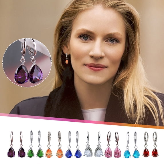 Viflosae Women Earrings Earring Little Gifts for Women Ladies Fashion Colorful Diamond Water Drop Earrings Jewelry