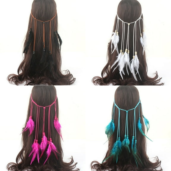 Viflosae Women Headbands Women's Fashion Headbands Women's Bohemian Hairband Headband Vintage Headdress Women's Headband Peacock Tassel Hair Accessory Headband Bohemian Hairband