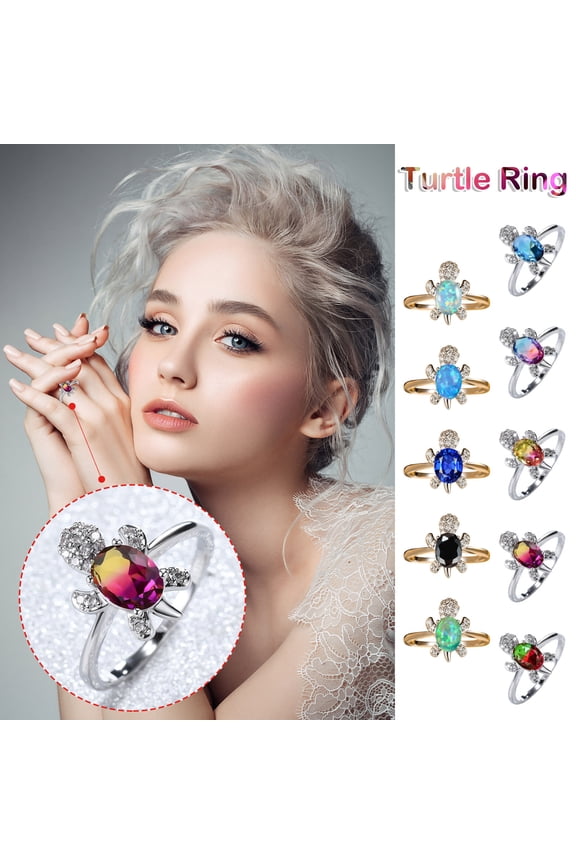 Women Rings Womens Rings Creative Jewelry W Hite and Blue Diamond Tortoise Men Fashionable Ol Wind
