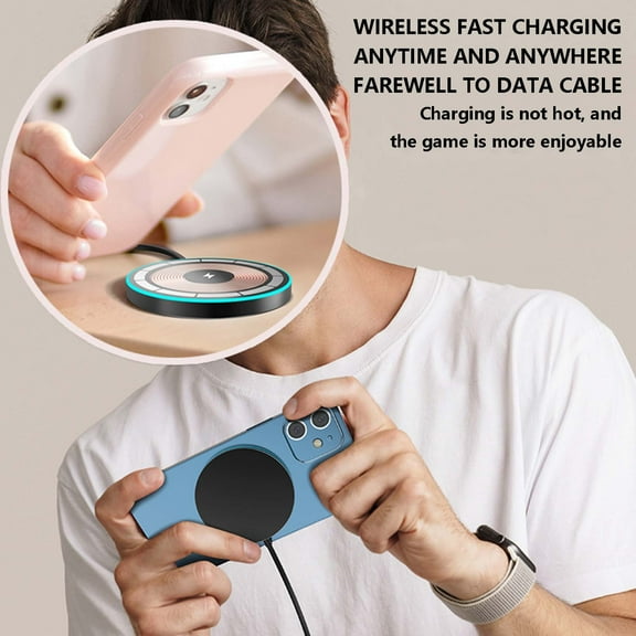 Viflosae iPhone Charger 15W Transparent Magnetic Absorption Wireless Charger Is Suitable for Mobile Phone, Atmosphere Light Emitting Wireless Charger, Safe And Fast Wireless C Holiday