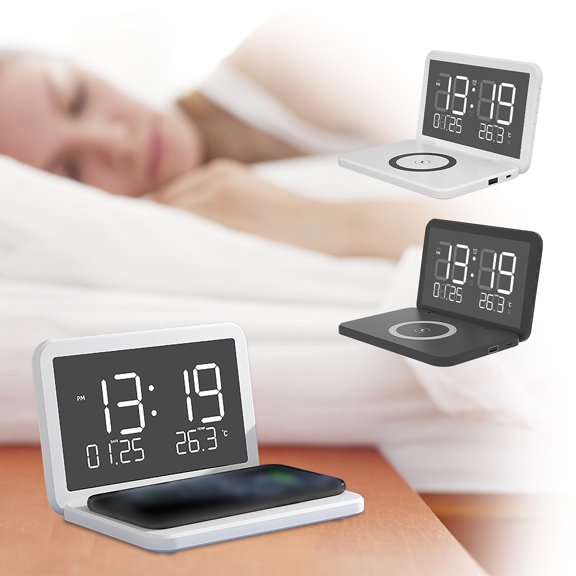 Viflosae iPhone Charger 4NI1 Clock 15W Fast Wireless Charger Night Multifunctional Wireless Charger iPhone Charger Fast Charging