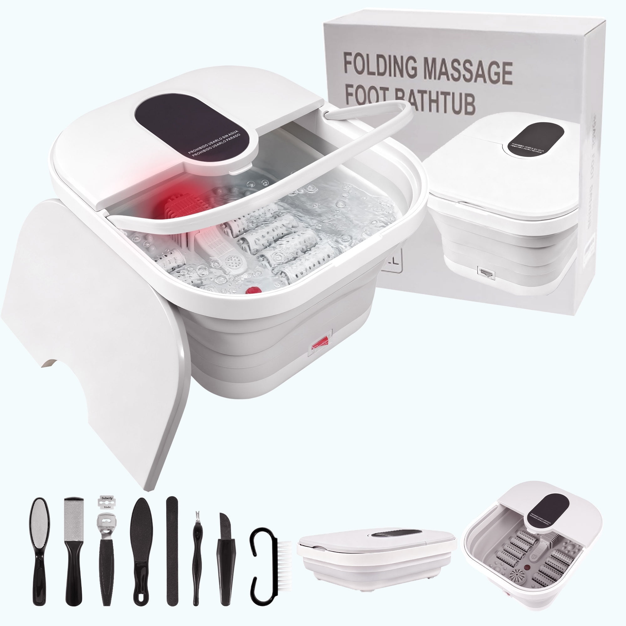 VEYFOQIK Foot Massager, Heated Foot Bath Tub, Foldable Soaking Bathtub, Foot Soaking Device, Heating Function, Bubbles, Red Light, Temperature Control These Are Birthday Gifts For Parents