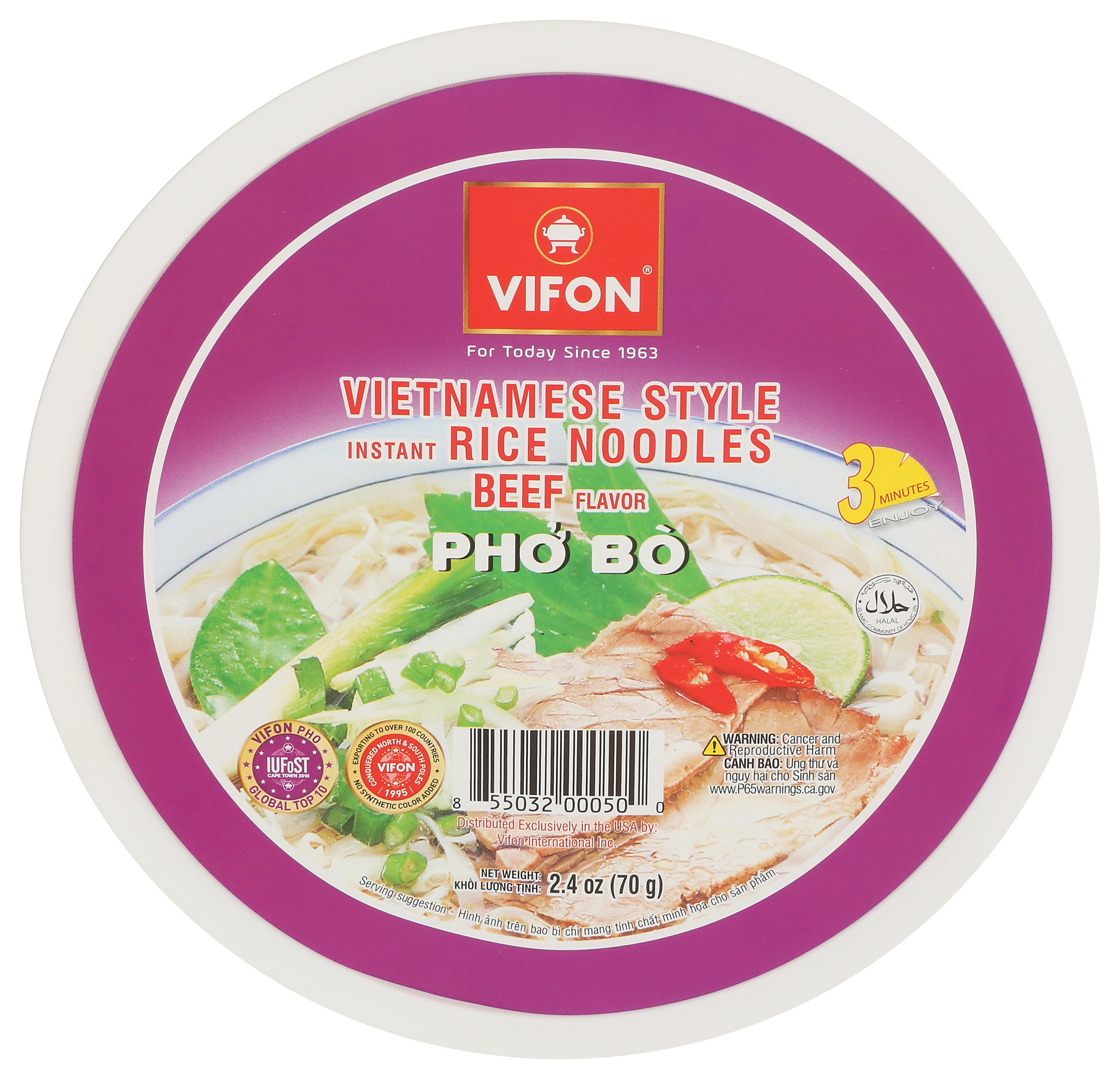 Vifon Pho Bo, Vietnamese Style Instant Rice Noodle, Beef Flavor, 2.4 oz