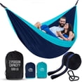 thumbnail image 1 of Vigel Camping Hammock, Fits 2, Hold up to 500lb, Navy & Lt Blue, Outdoor Hammock, Made of Nylon, 1 of 7