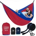 thumbnail image 1 of Vigel Double 2-Person Camping Hammock, Red and Navy, 1 of 7
