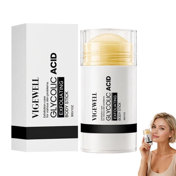 Vigewell Glycolic Body Stick, Glycolic Acid Exfoliating Body Stick - Deep Exfoliation for Rough Skin,Helps Smooth, Brighten & Even Tone, All Skin Types