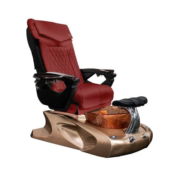 Viggo II 18 LX Shiatsulogic Pedicure Chair Metallic Gold w/ Discharge Pump Stylish Pedicure Tub with Pipe-Less Magnetic Jet Pedicure Spa, Deep Red