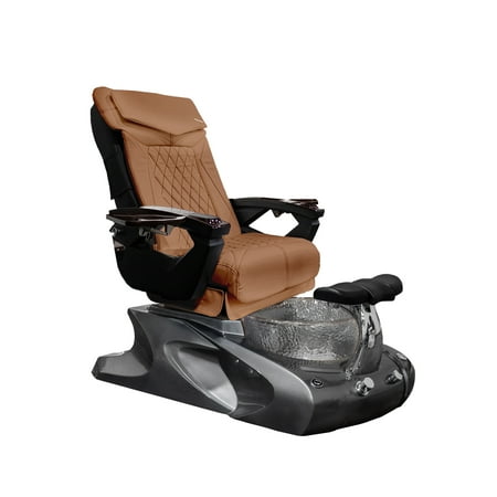 Viggo II 18 LX Shiatsulogic Pedicure Chair Metallic Grey w/ Discharge Pump Stylish Pedicure Tub with Pipe-Less Magnetic Jet Pedicure Spa, Cappuccino