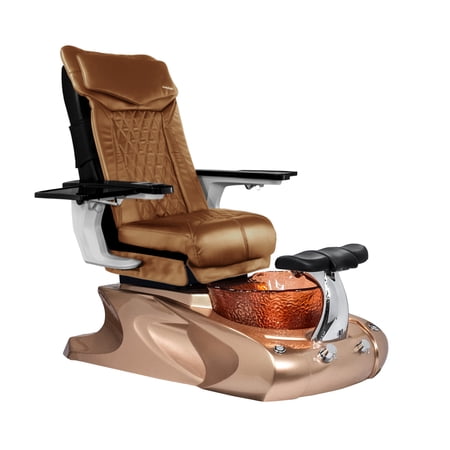 Viggo II DX Shiatsulogic Pedicure Chair Metallic Gold w/ Discharge Pump Stylish Pedicure Tub with Remote Button Pedicure Spa, Cappuccino Cover Set