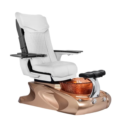 Viggo II DX Shiatsulogic Pedicure Chair Metallic Gold w/ Discharge Pump Stylish Pedicure Tub with Remote Button Pedicure Spa, White Cover Set