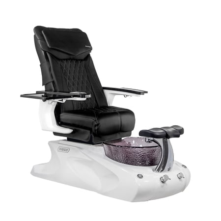Viggo II DX Shiatsulogic Pedicure Chair White Black w/ Discharge Pump Stylish Pedicure Tub with Remote Button Pedicure Spa, Black Cover Set