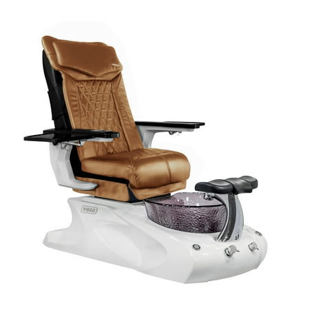Viggo II DX Shiatsulogic Pedicure Chair White Black w/ Discharge Pump Stylish Pedicure Tub with Remote Button Pedicure Spa, Cappuccino Cover Set
