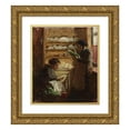 thumbnail image 1 of Viggo Johansen 15x17 Gold Ornate Wood Frame and Double Matted Museum Art Print Titled - Kitchen on Skagen with Two Figures, 1 of 4