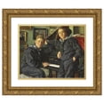 thumbnail image 1 of Viggo Johansen 18x15 Gold Ornate Wood Frame and Double Matted Museum Art Print Titled - Ingvar and Sven in Matrostoj at the Grand Piano. Double Portry (1913), 1 of 4