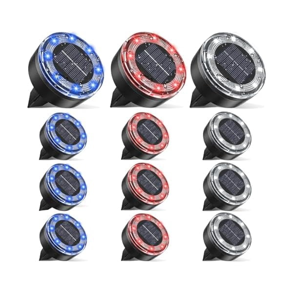 Vighep Mini Solar Ground Lights, 12 Pack (Multi-Colored), Driveway Solar Lights Outdoor Waterproof, Outdoor Underground Lights