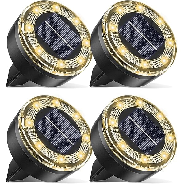 Vighep Mini Solar Ground Lights, 4 Pack (Warm White), Driveway Solar Lights Outdoor Waterproof, Outdoor Underground Lights