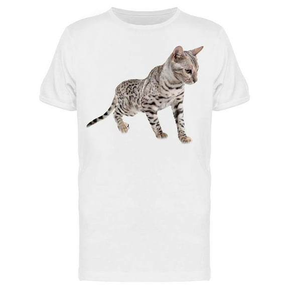 Vigilant Gray Bengal Cat T-Shirt Men -Image by Shutterstock, Male XX-Large