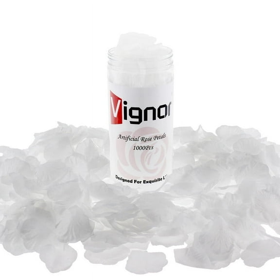 Vignor 1000 Pcs Artificial Flowers Fake Rose Petal Ready-to-use Separated (White)