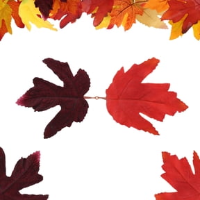 Vignor 50 Pcs 2-leaf 3D Artificial Autumn Maple Leaves Bulk Fall Decor (Red & Burgundy)