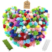 Vignor 500 Pcs 1.4 Inch Mini Artificial Flowers Bulk Foam Fake Rose Head Multiple Mixed Color