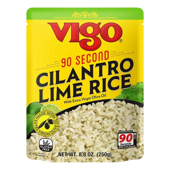 Vigo 90 Second Cilantro Lime Rice, Ready to Heat Microwave Rice Pouch, Gluten Free, 8.8 oz
