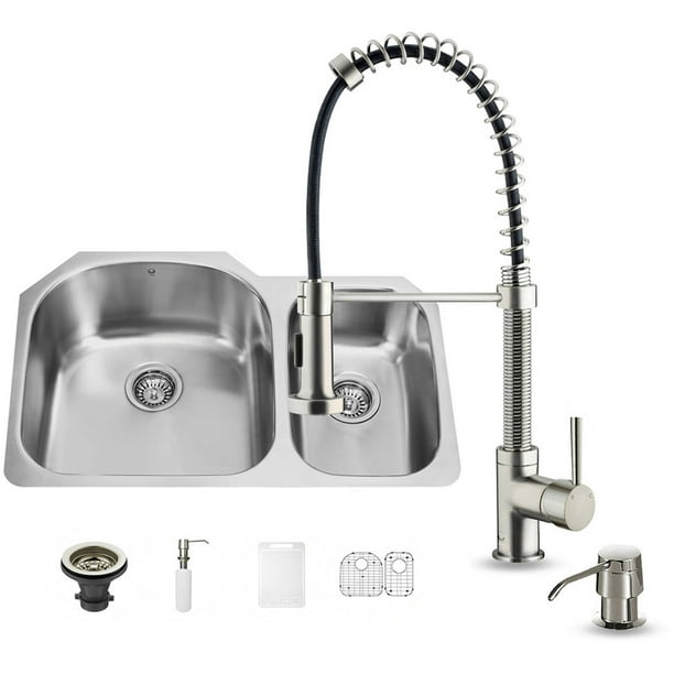 Vigo AllinOne 31" Undermount Stainless Steel Kitchen Sink and Faucet