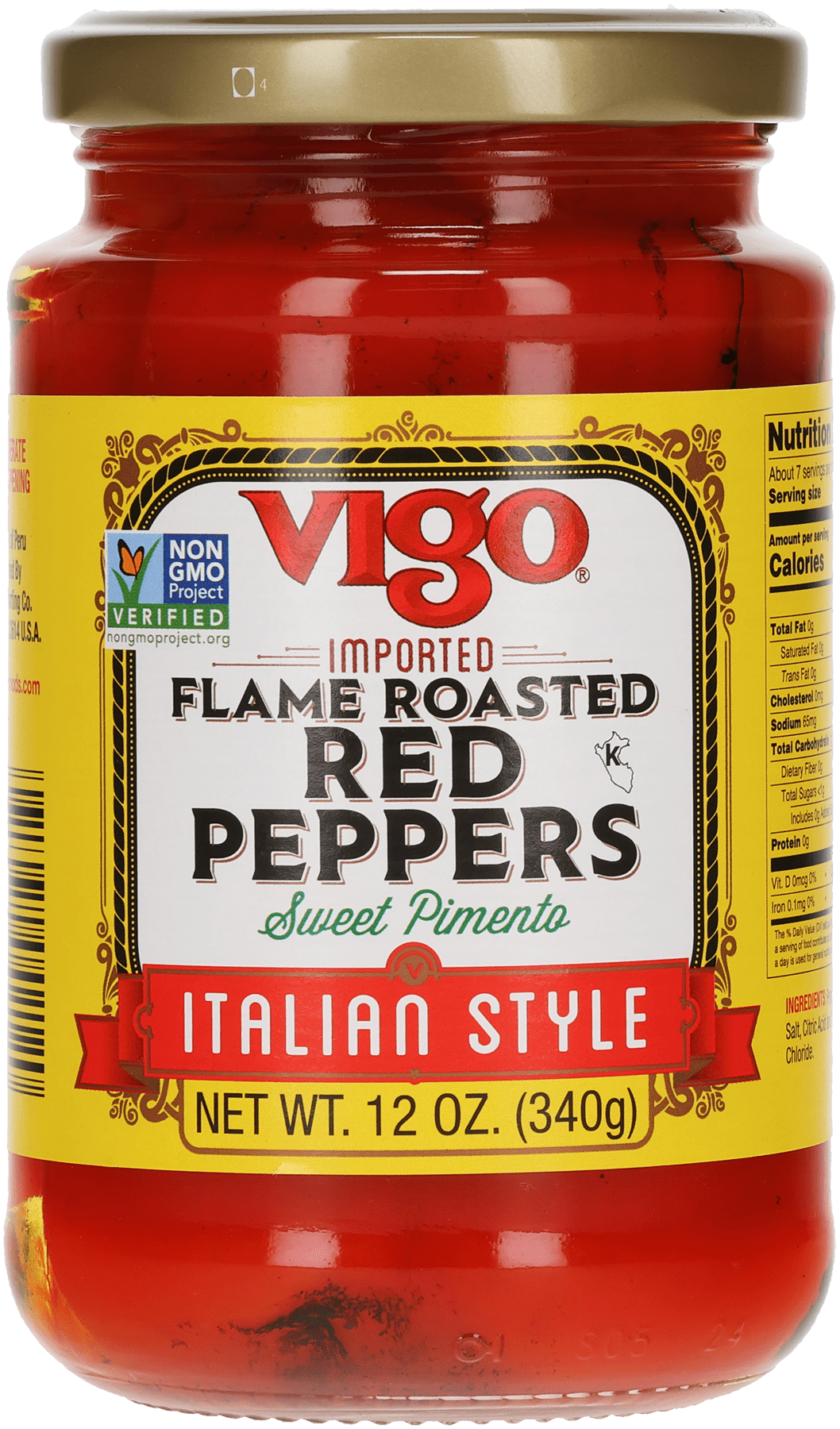 Vigo Foods Flame Roasted Red Peppers, 12 oz, Allergens Not Contained