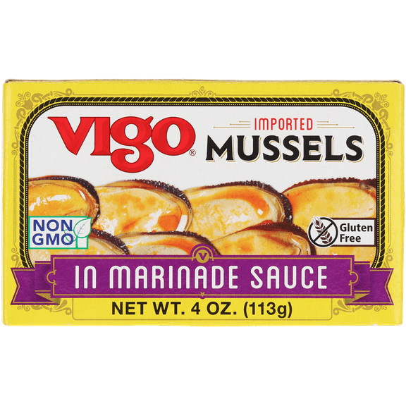 Vigo Imported Mussels in Marinade Sauce, 4 oz Can, 14g Protein