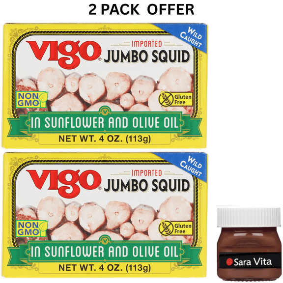 Vigo Jumbo Squid in Oil, 4oz