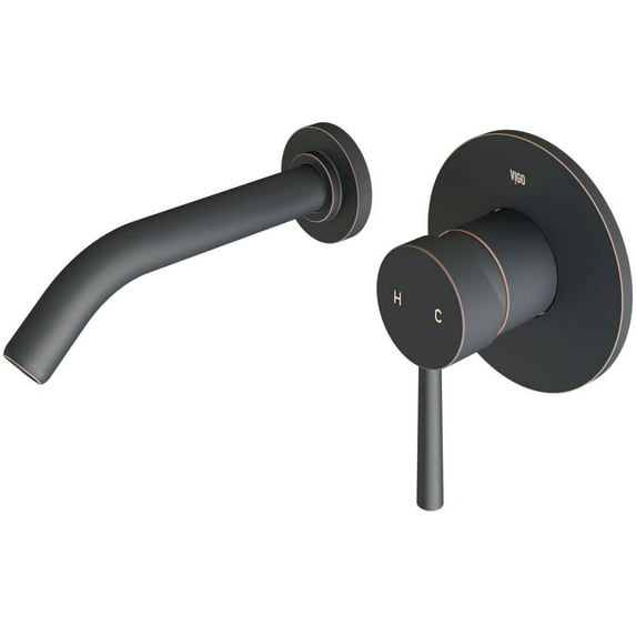 Vigo Olus Single-Lever Wall Mount Faucet with Pop-Up, Antique Rubbed Bronze