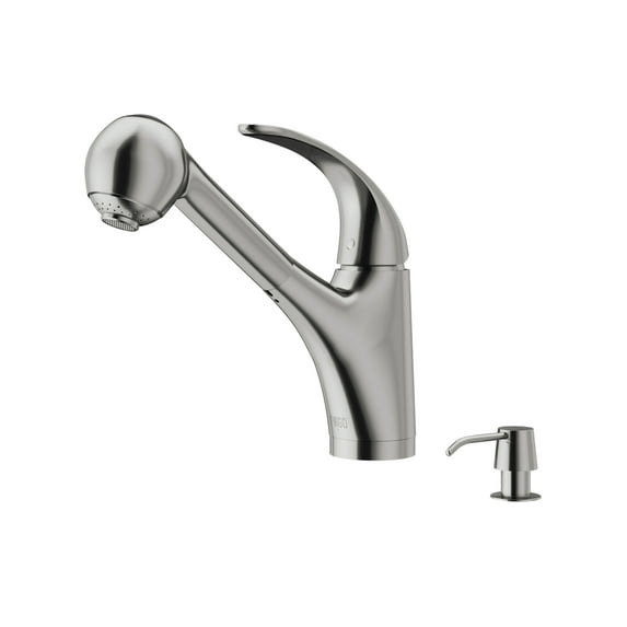 Vigo Pull-Out Spray Kitchen Faucet with Soap Dispenser, Stainless Steel