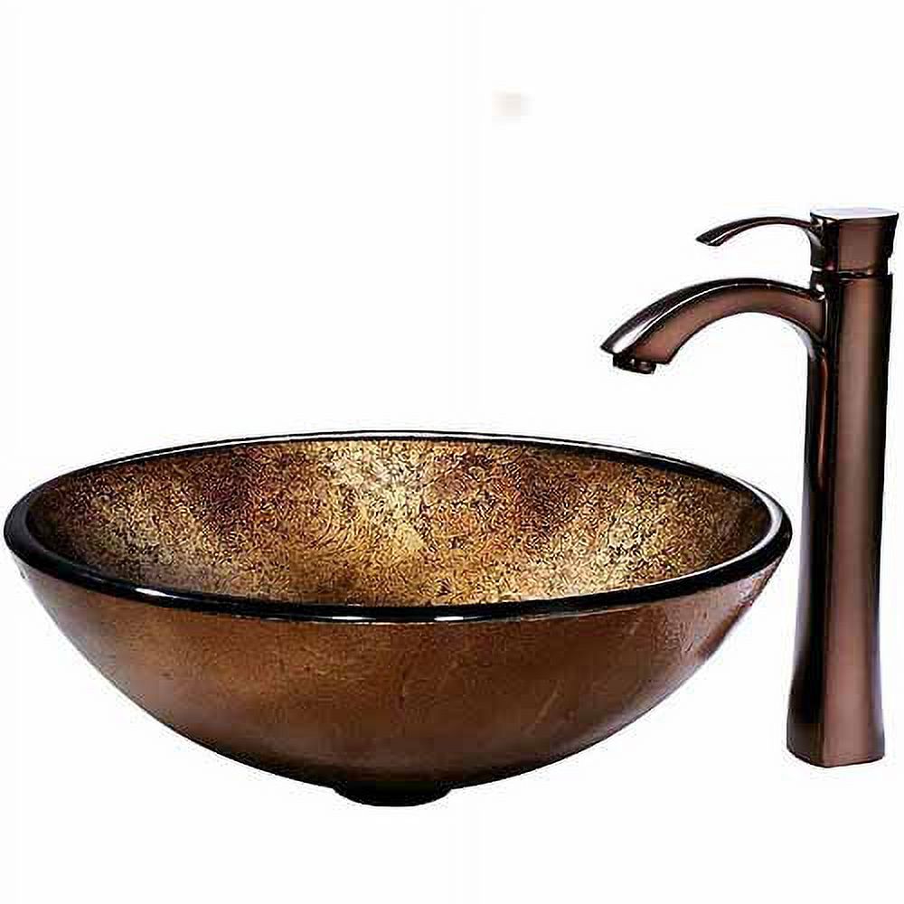Vigo Russet Glass Vessel Sink and Faucet Set, Oil Rubbed Bronze ...