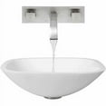 thumbnail image 1 of Vigo Square Shaped White Phoenix Stone Glass Vessel Sink with Brushed Nickel Wall Mount Faucet, 1 of 6