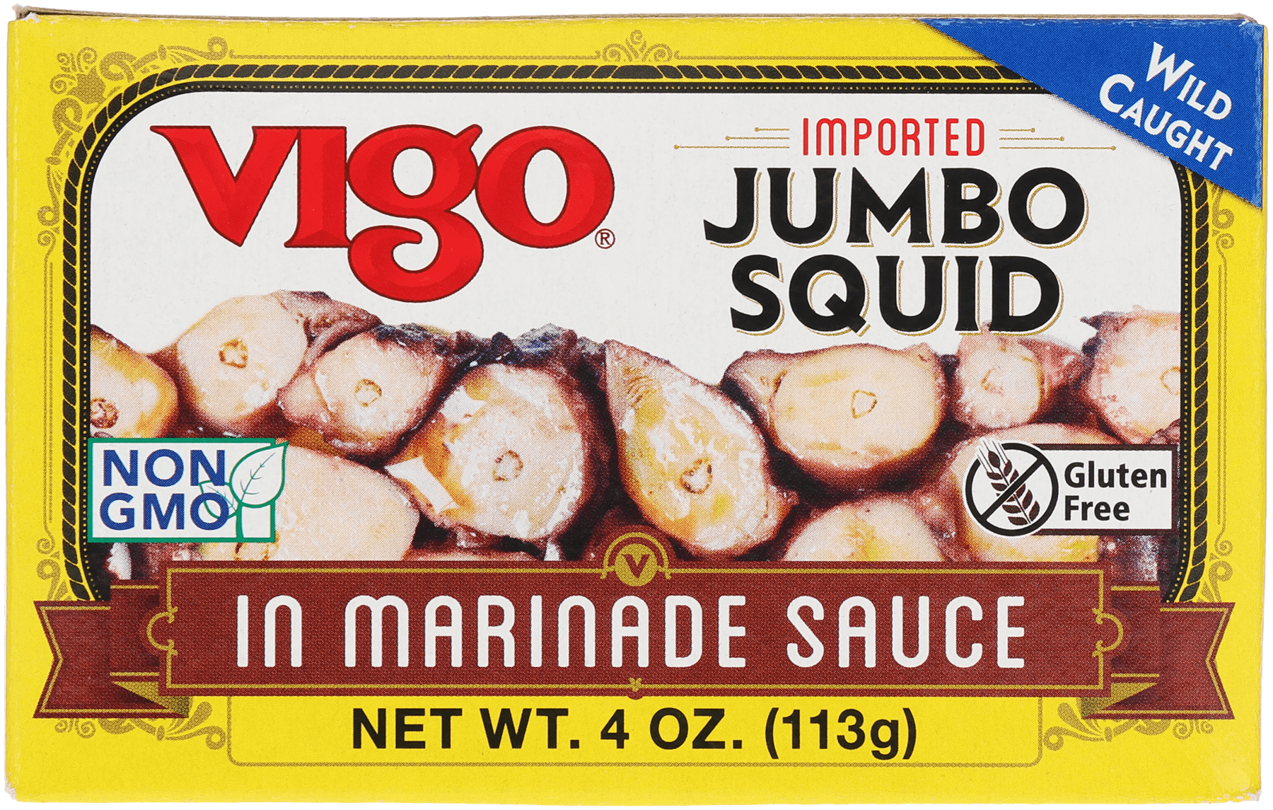 Vigo Jumbo Squid in Marinade Sauce, 4oz can