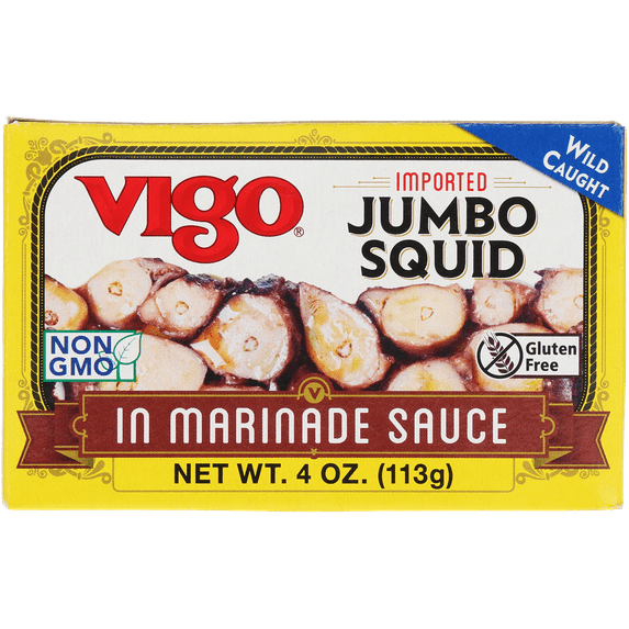 Vigo Jumbo Squid in Marinade Sauce, 4oz can