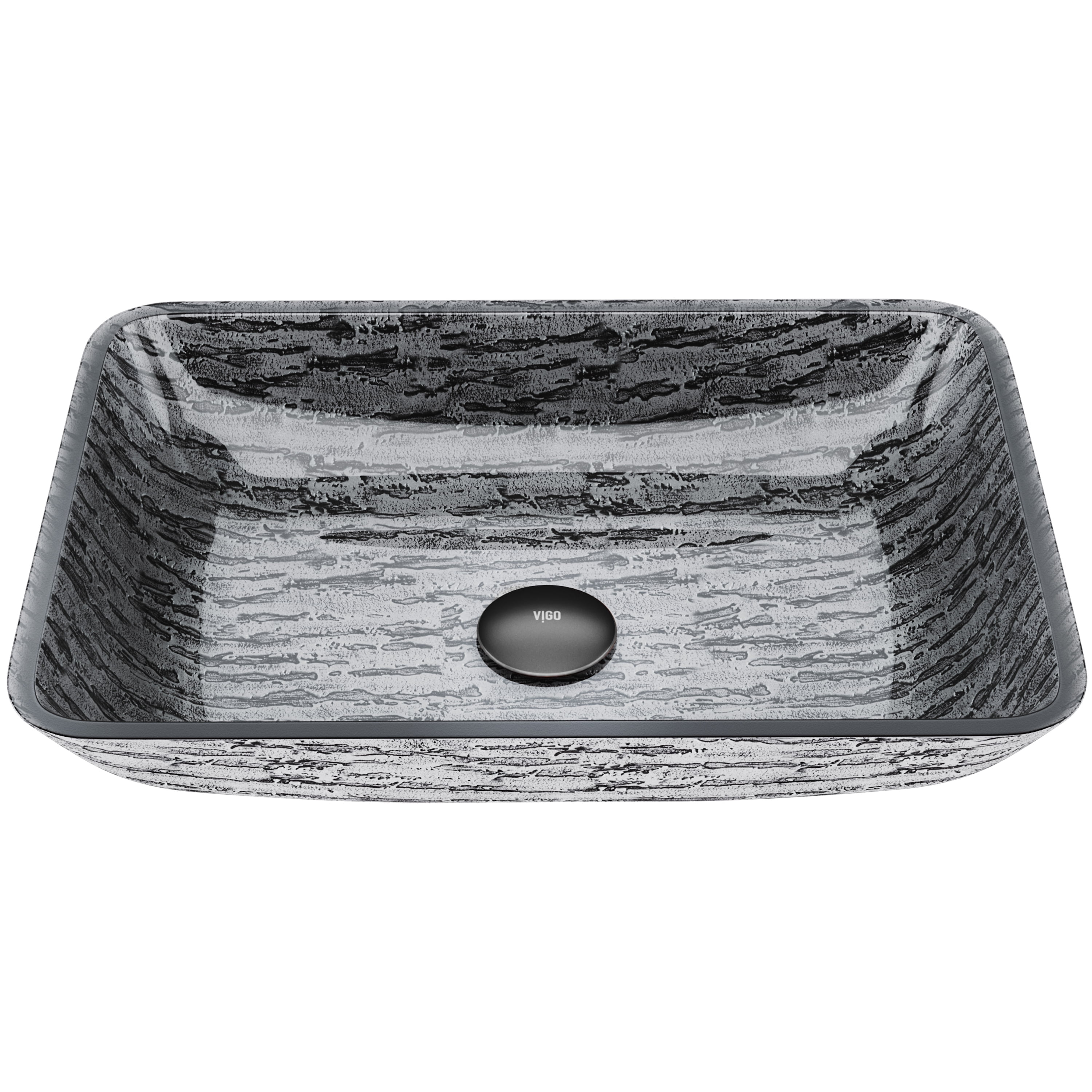 Slate Grey Rectangular Glass Vessel Bathroom Sink