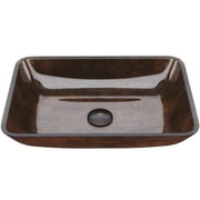 VIGO Donatello Artistic Rubywood Glass 18 in. L x 13 in. W x 4 in. H Rectangular Vessel Bathroom Sink
