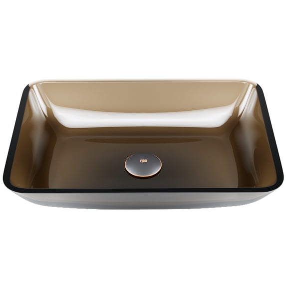 VIGO Donatello Artistic Rubywood Glass 18 in. L x 13 in. W x 4 in. H Rectangular Vessel Bathroom Sink