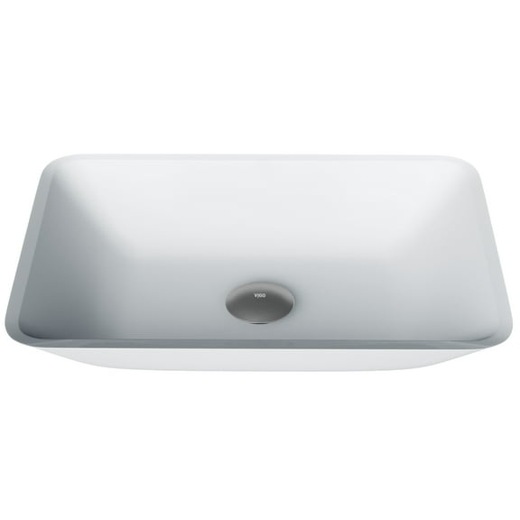 Vigo Vg07114 Sottile 18" L X 13" W X 4" H Rectangular Glass Vessel Bathroom Sink - White