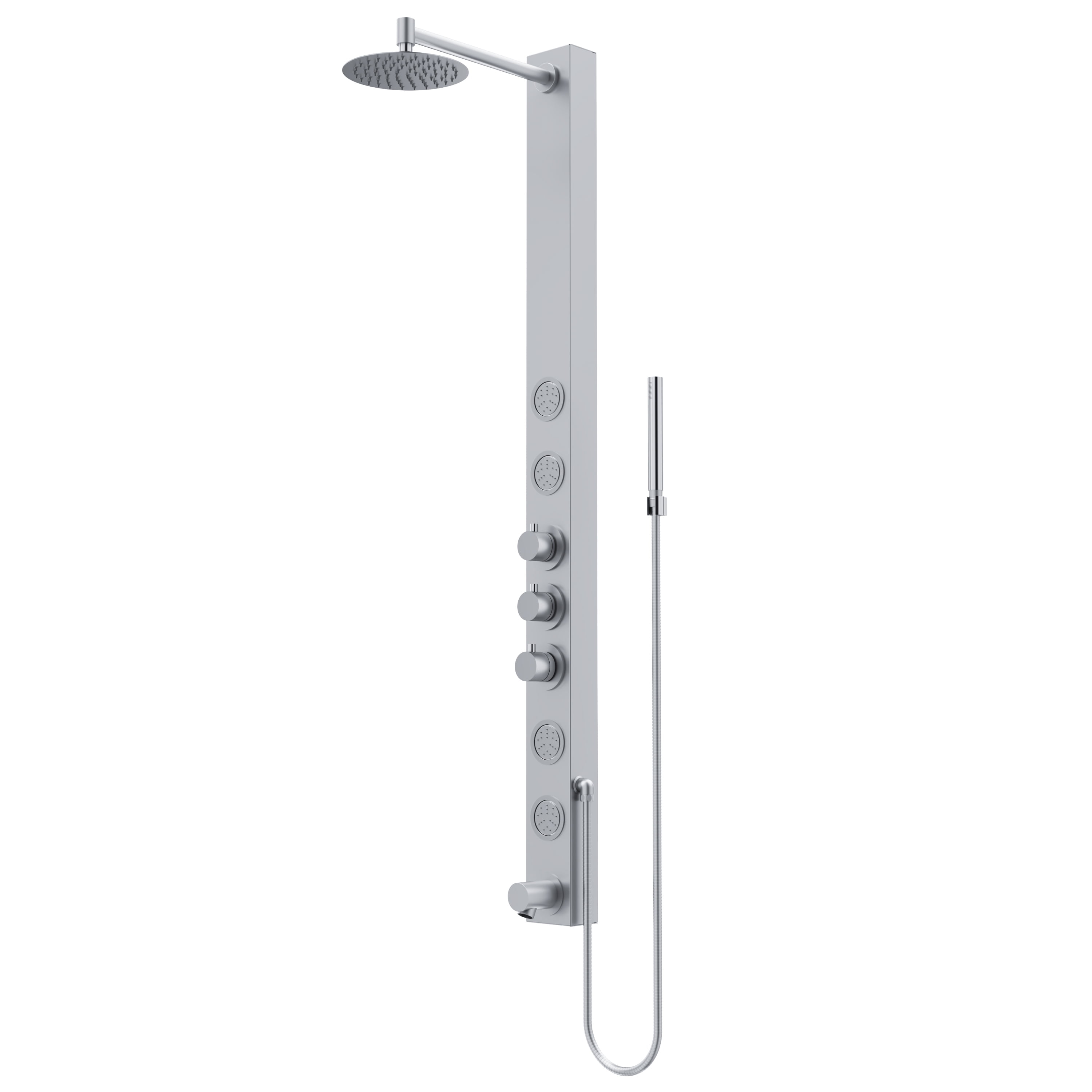 Bowery Stainless Steel 58" Shower Panel with Jets and Tub Filler