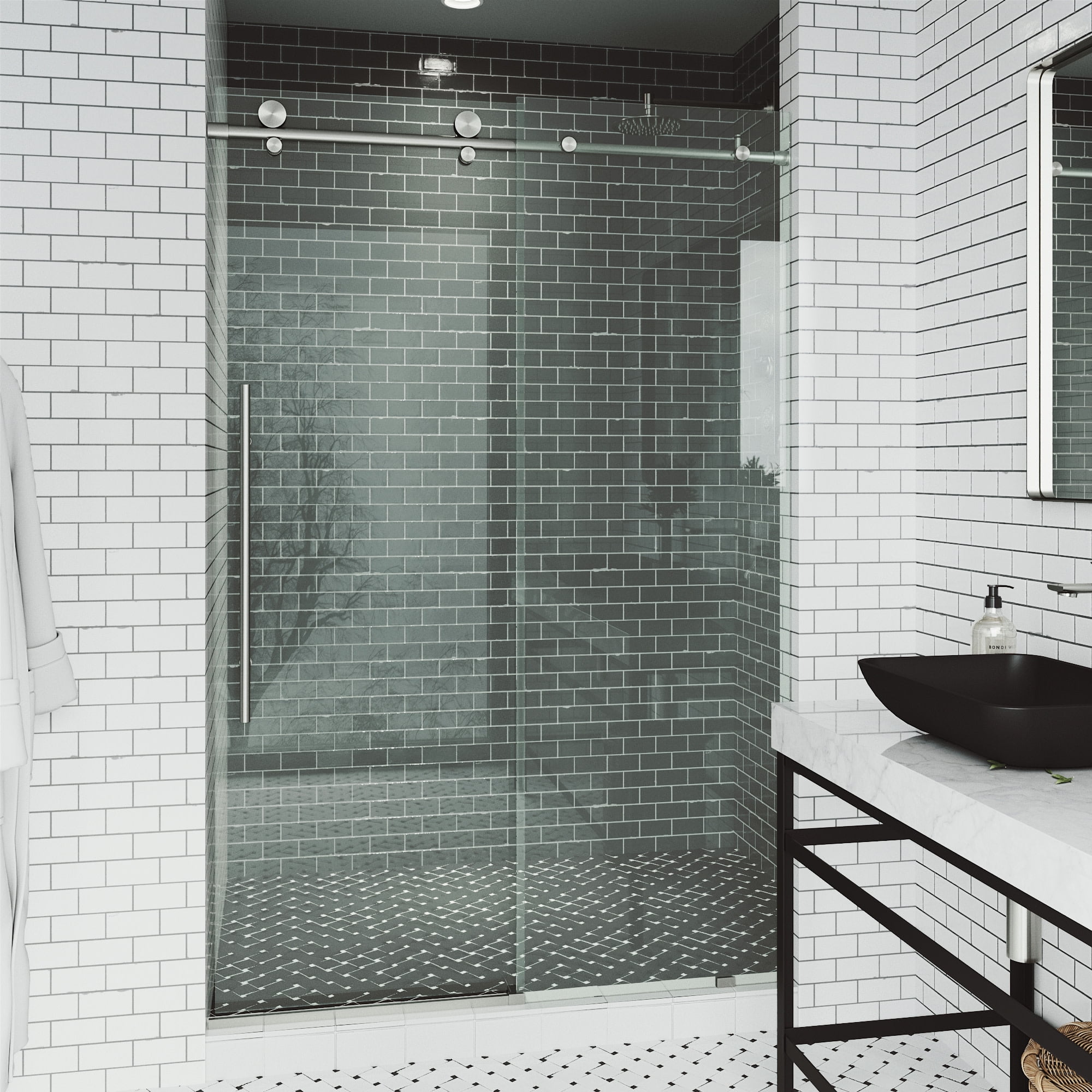 Elan E-Class 44-48" Frameless Sliding Shower Door with Clear Glass
