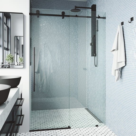 Vigo VG6021MBCL5276 Elan E-Class 76" High X 52" Wide Sliding Frameless Shower Door - Black