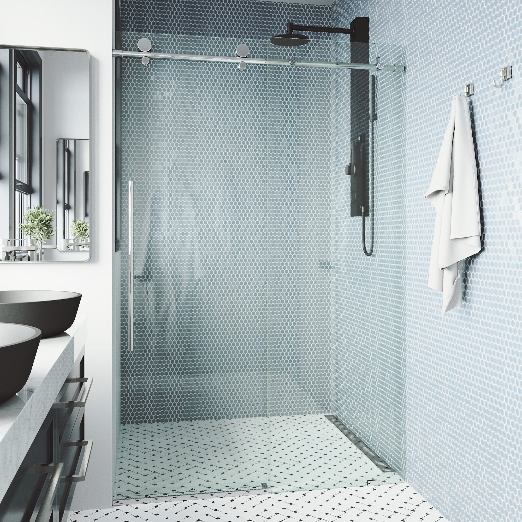 Elan E-Class 52" Frameless Chrome Sliding Shower Door