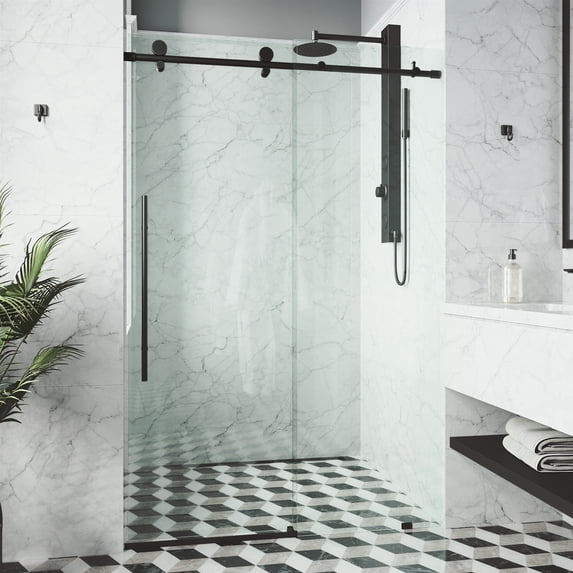 Vigo Vg6021cl5676 Elan E-Class 76" High X 56" Wide Sliding Frameless Shower Door - Black