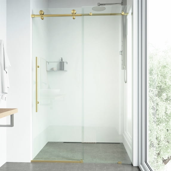 Vigo VG6021MGCL6476 Elan E-Class 76" High X 64" Wide Sliding Frameless Shower Door - Gold
