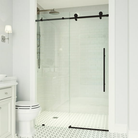 Vigo Vg6021cl6876 Elan E-Class 76" High X 68" Wide Sliding Frameless Shower Door - Black