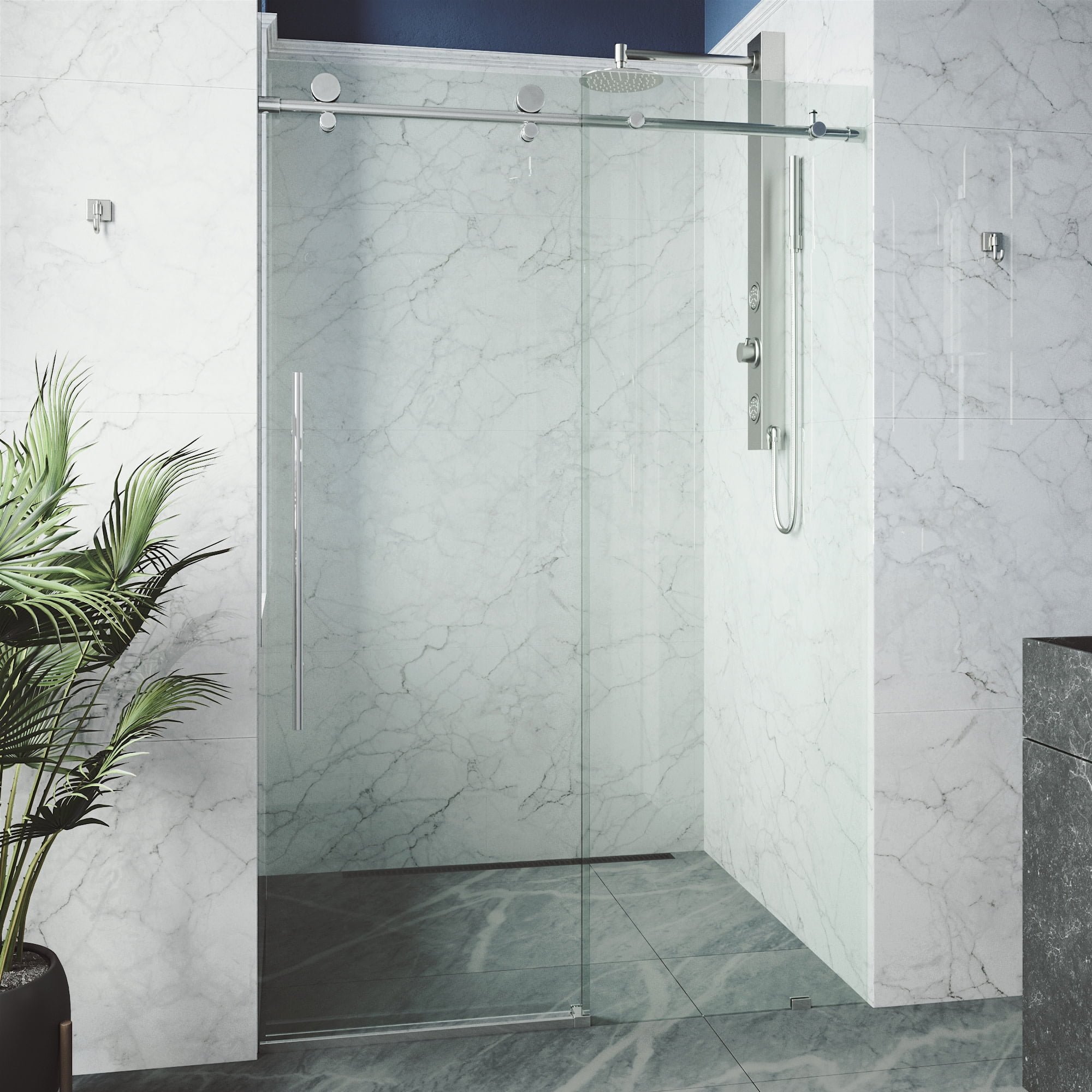 Elan E-Class 68" Frameless Chrome Sliding Shower Door